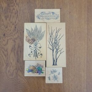 Thanksgiving Themed Wooden Stamps Set
